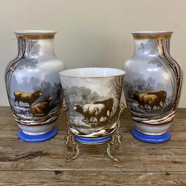 Antique Hand-Painted Opaline Footed Vase For Sale - Image 12 of 13