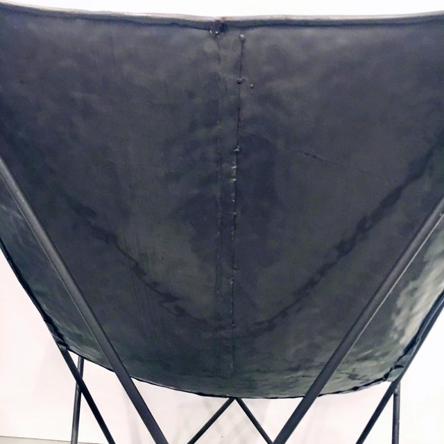 Dark Gray Hammered + Welded Patchwork Steel Butterfly B K F Chair For Sale - Image 8 of 10