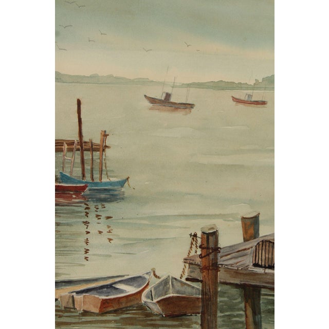 Bertha Ann Stupak Watercolor Painting, Boats in Harbor For Sale - Image 11 of 12