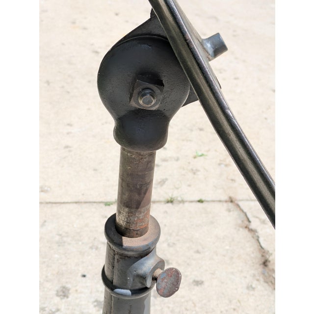 Industrial Antique Industrial Cast Iron Adjustable Pedestal Base Drafting Artist Table For Sale - Image 3 of 15