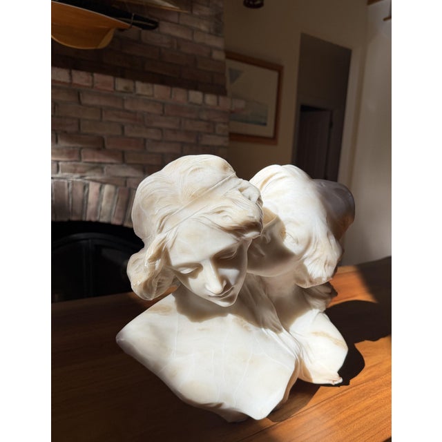 Antique Alabaster Sculpture of Two Intertwined Female Busts For Sale - Image 15 of 18