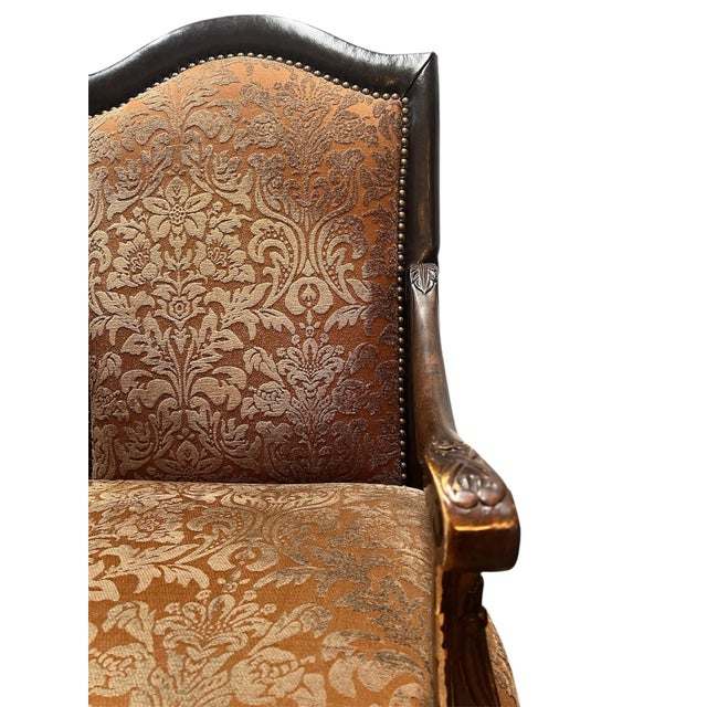 1990s Rachlin Classics European Revival Damask Upholstered Accent Chair For Sale - Image 9 of 11