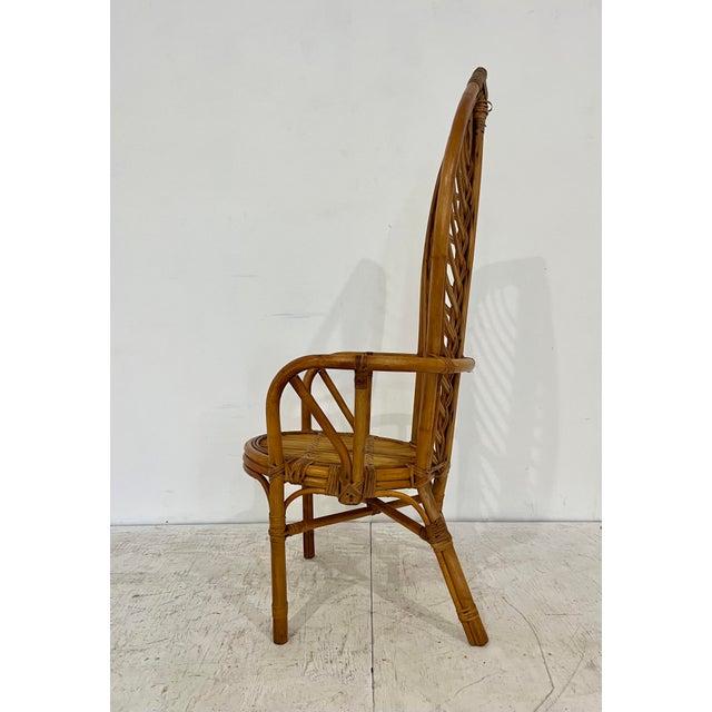 Vintage Rattan High Back Palm Leaf Arm Chair Chairish