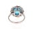 5.39 Carat Cushion Cut Blue Topaz Sapphire Diamond 14K White Gold Cocktail Ring Size 7 For Sale - Image 4 of 6