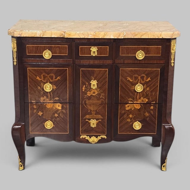 French Marquetry Commode Chest of Drawers, 1920s For Sale - Image 11 of 11