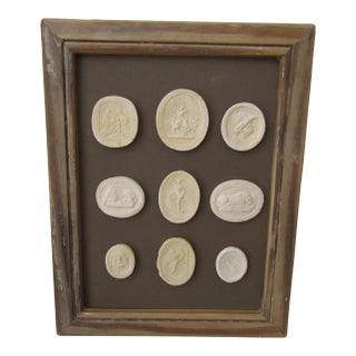 Framed Intaglios in Reclaimed Wood Antique Frame For Sale