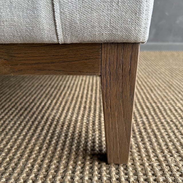 Gemma Belgian Linen Upholstered Oak End of the Bed Bench 65" For Sale In Los Angeles - Image 6 of 9