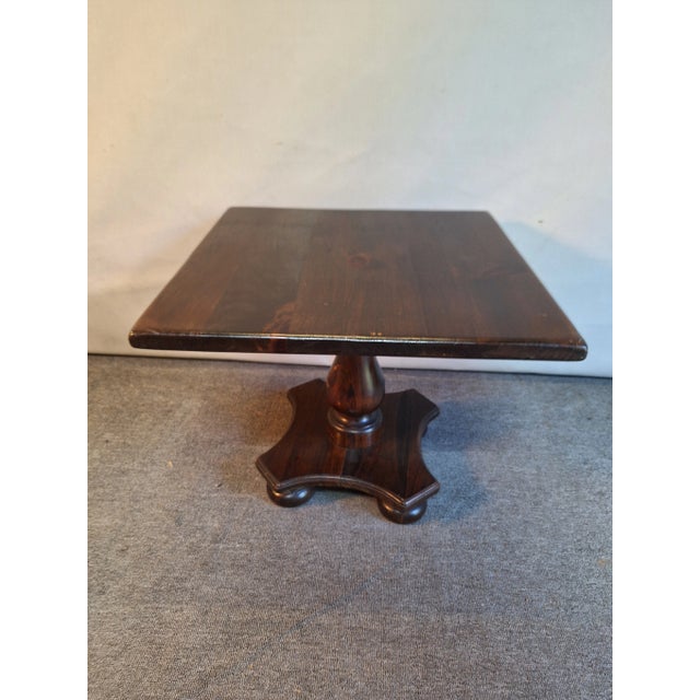 Ethan Allen 1960s Ethan Allen Antiqued Pine Pedestal Side Table For Sale - Image 4 of 8
