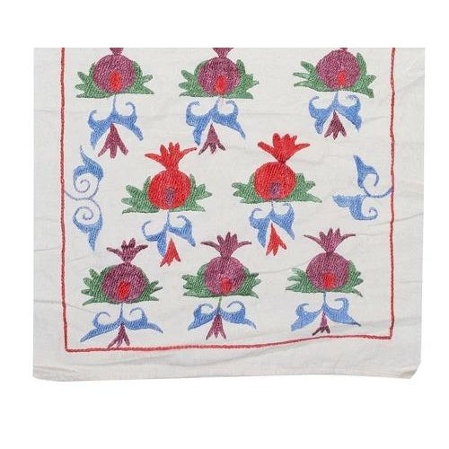 2020s 20x67 in Pomegranate Pattern Embroidered Wall Hanging. Cotton Table Runner For Sale - Image 5 of 5