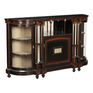 British Cupboard in Ebonized Wood & Decorated Bronze, 1900s For Sale