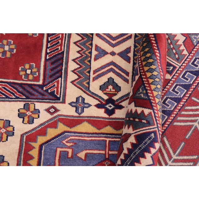 Textile Shabby Chic Tribal Shirwan Red/Beige Wool Rug - 4'7''x6'2'' For Sale - Image 7 of 10