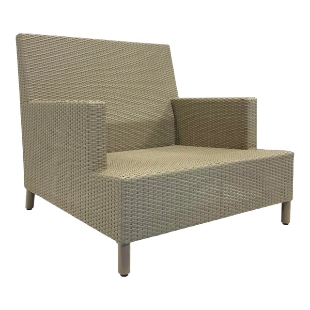 Barbara Barry for Baker McGuire Gray Woven Resin Outdoor Plateau Lounge Chair For Sale