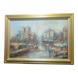 1960s Pariscape Impressionist Painting by Barton