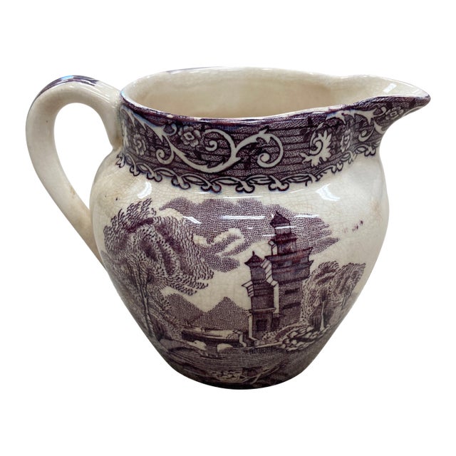 Early 20th Century Thames England Purple Transfer Pitcher For Sale