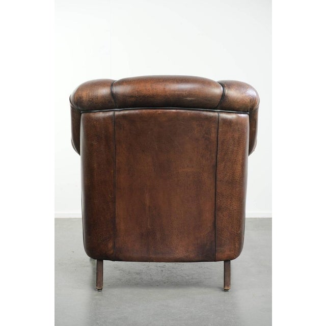 Vintage Sheepskin Club Chair in Leather For Sale - Image 4 of 16