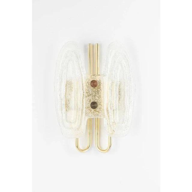 Gorgeous pair of murano glass sconces with brass holders by hillebrand leuchten, germany, circa 1970s. High-quality and in...