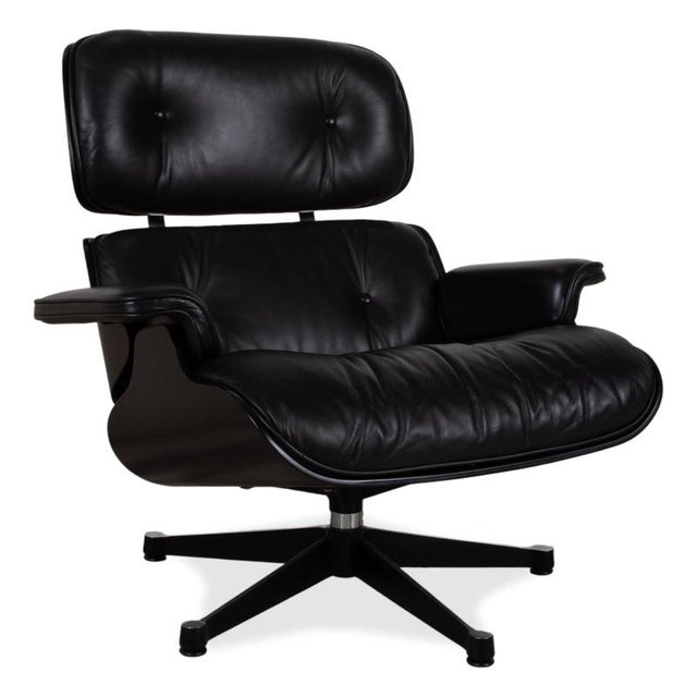Lounge Chair Leather Armchair in Wood Black by Charles & Ray Eames for Vitra For Sale - Image 13 of 13