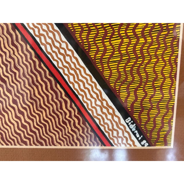 1980s Australian Aboriginal Geometric Dot Painting Emu Dreamtime Signed Bidirrwi '89 For Sale - Image 5 of 6