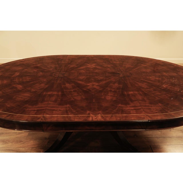 72-Inch Mahogany Pedestal Table With Self-Storing Leaf Opens to a 72 X 100 Inch Oval, an Ap Exclusive by AntiquePurveyor. For Sale In New York - Image 6 of 18