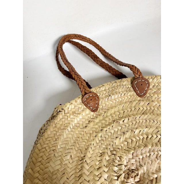 20th Century Bohemian Rattan and Leather Bag, France For Sale - Image 6 of 13