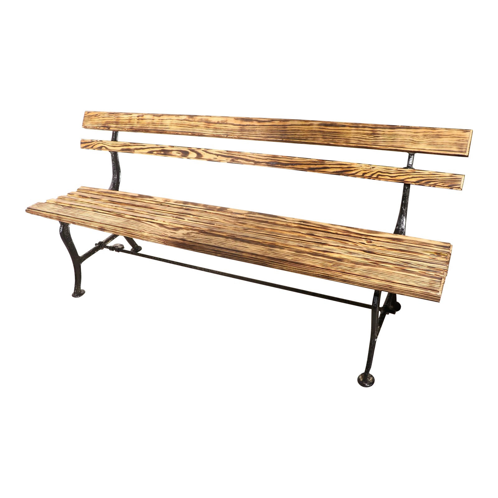 Cast Iron and Wood Slat Park Bench Newly Restored 1940's