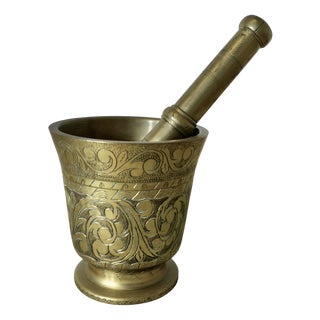 Brass Pestle and Mortar, 1890s, Set of 2 For Sale