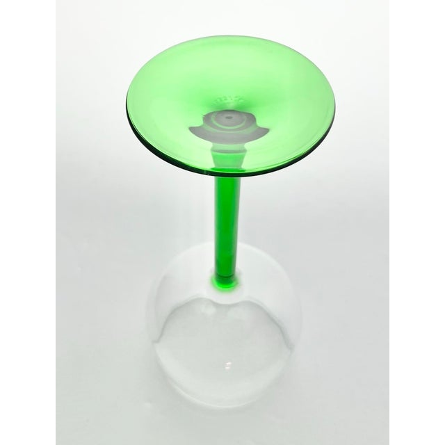 Cristal D’Arques “Emerald” Green Stem Hock Rhine Wine Glasses - Set of 11 For Sale In Dallas - Image 6 of 6