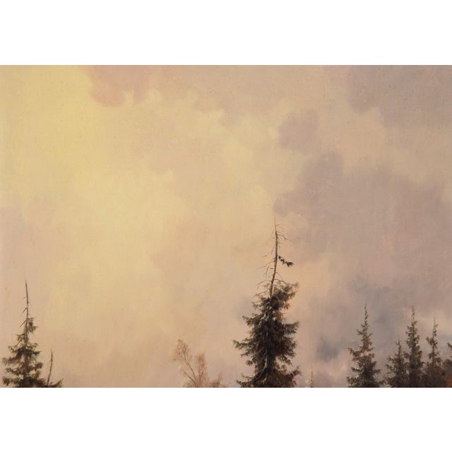 Hermann Dieste, Winter Forest Landscape, 1980s, Oil, Framed For Sale - Image 4 of 12