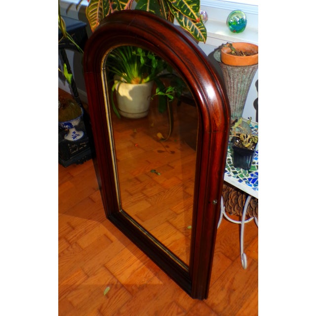Large Antique Arched Top Deep Well Walnut Gold Gilt Hall Pier Mirror For Sale - Image 10 of 11