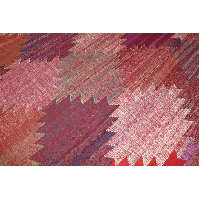 Red Vintage Zabihi Collection Swedish Inspired Turkish Kilim - 12' x 14'10" For Sale - Image 8 of 11