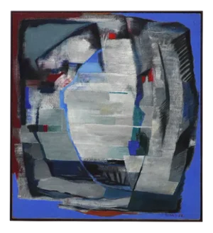 Jozef Mees, Blue Lyrical Abstract, Oil on Panel, 1978