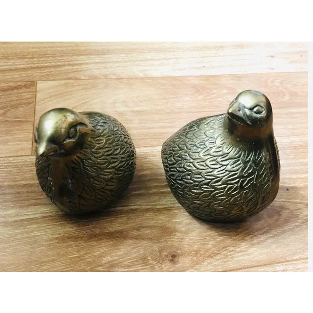 Beautiful brass fowl pair table top sitters. Striking characteristic detail. Larger one stands approx 4”H x 4”W Smaller...