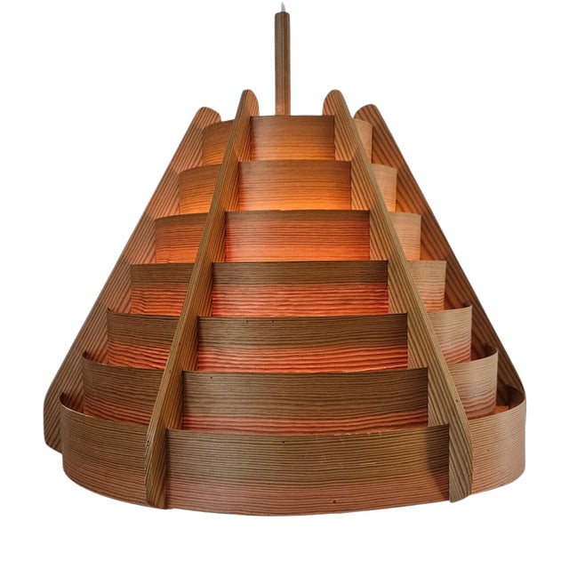 Large Vintage Wooden Pendant Light by Hans-Agne Jakobsson, 1966 For Sale