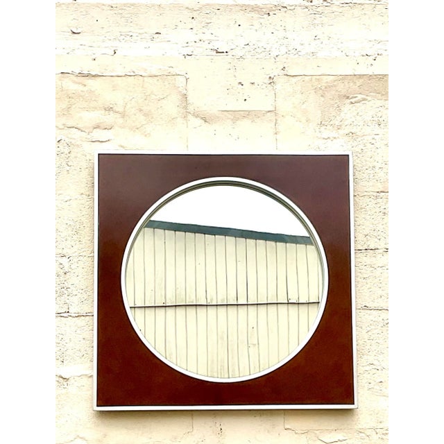 Late 20th Century Vintage Contemporary Majestic Company Brushed Chrome Circle Mirror For Sale - Image 5 of 9