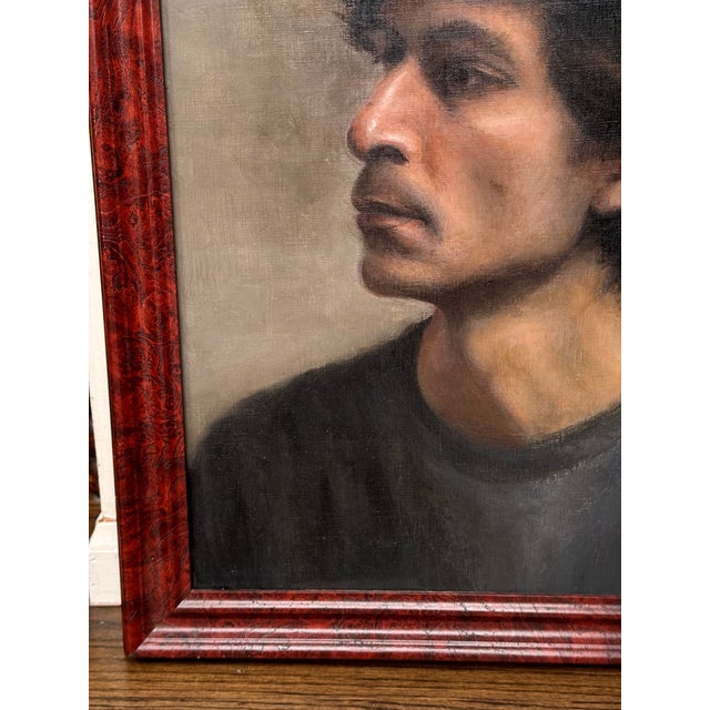Presenting a framed oil on linen canvas portrait of "Eric the Philosopher" signed Richard Lemke. Additional measures:...