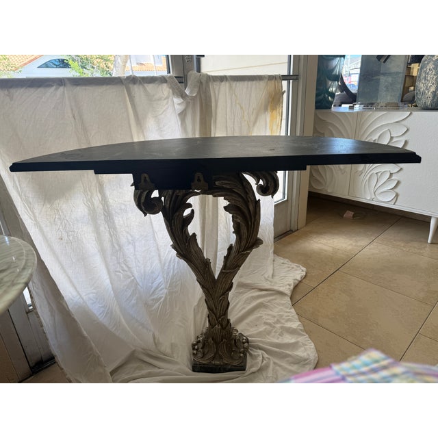 Mid Century Hollywood Regency Palm Console Table in Serge Roche Style For Sale - Image 12 of 15