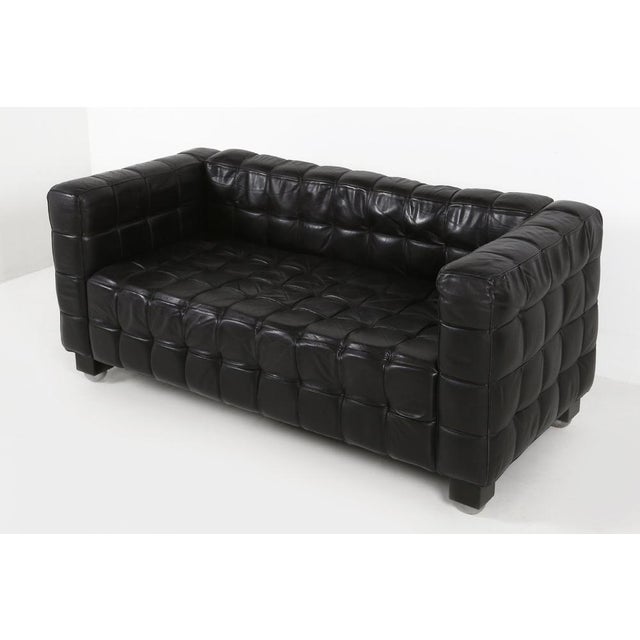 Black Leather Model 8020 Kubus Sofa by Josef Hoffmann for Wittmann, Austria, Early 1980s For Sale - Image 13 of 13