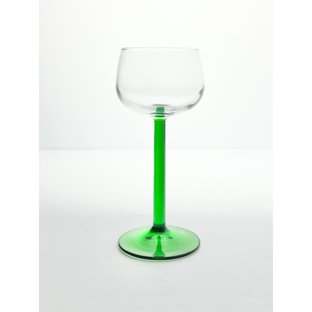 Cristal d' Arques Cristal D’Arques “Emerald” Green Stem Hock Rhine Wine Glasses - Set of 11 For Sale - Image 4 of 6