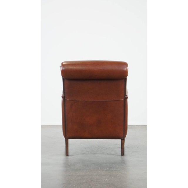 Cognac-Colored Sheep Leather Chair For Sale - Image 4 of 14
