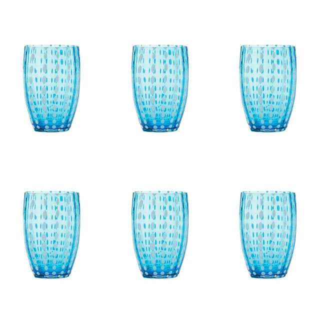 Contemporary Perle Tumbler in Aquamarine - Set of 6 For Sale - Image 3 of 3