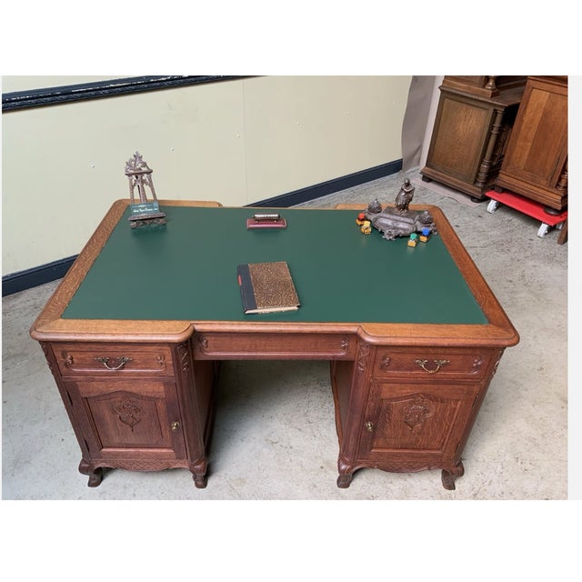 1910s Antique Art Nouveau Double-Sided Desk, 1910 For Sale - Image 5 of 14