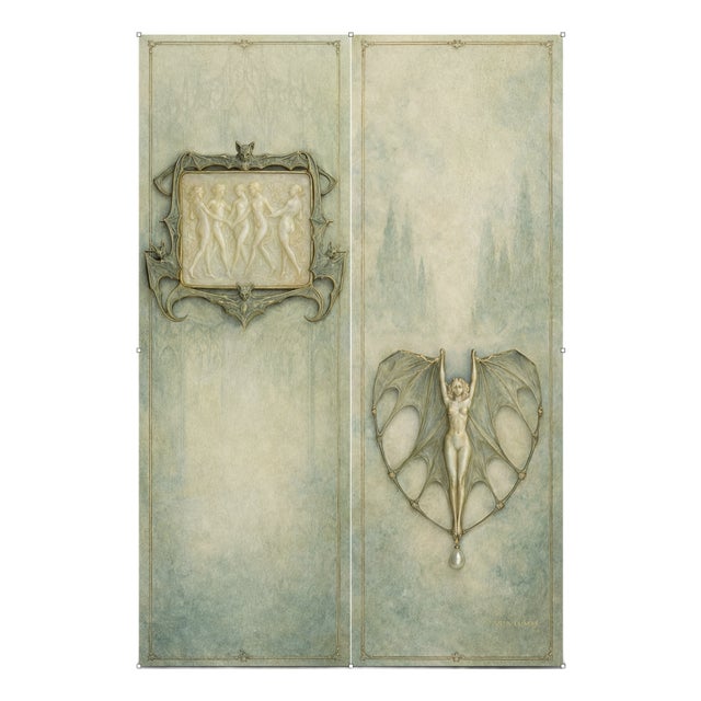 Large Art Nouveau Jewelry Study "Verdigris Oracle" – 40" X 60" Fine Art Print on Brushed Metal For Sale