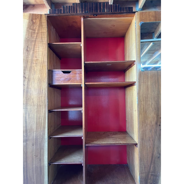 Exceptional Art Deco Petite Armoire in Bookmatched Flamed Walnut & Macassar Detailing For Sale - Image 15 of 15