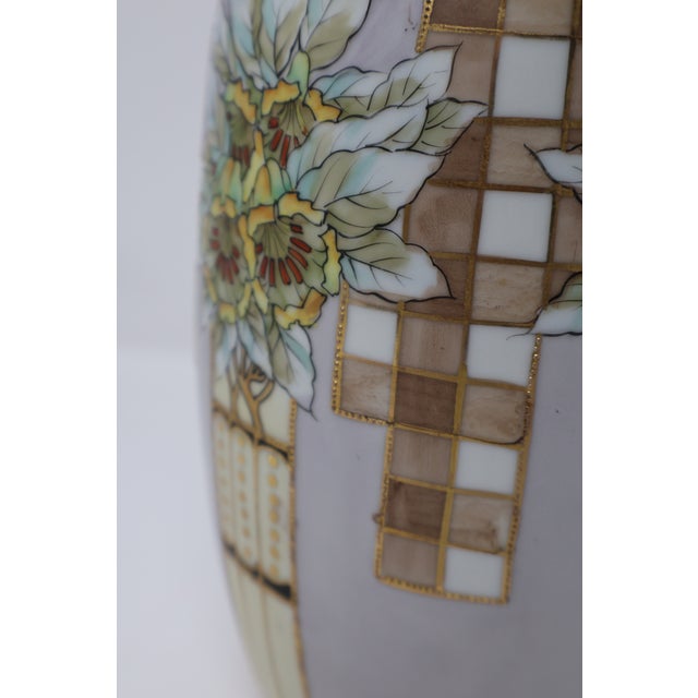 Antique Morimura Nippon Art Nouveau Floral Porcelain Vase With Raised Gilt Beading, Circa 1915 For Sale - Image 12 of 18