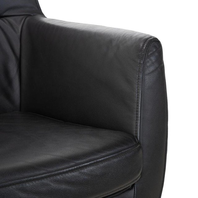Black Leather and Chrome Swivel Lounge Chair For Sale - Image 5 of 13
