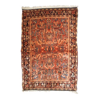 1920s, Handmade Antique Persian Sarouk Rug 3.3' X 5.3' For Sale