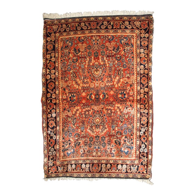 1920s, Handmade Antique Persian Sarouk Rug 3.3' X 5.3' For Sale