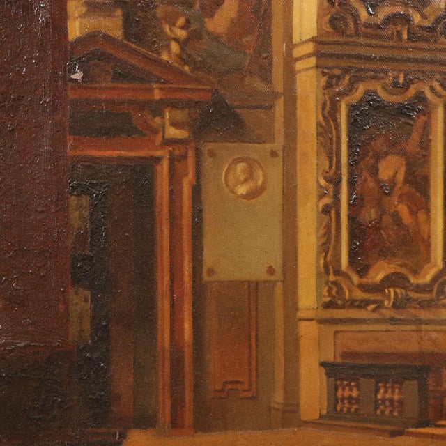 Interior of a Church, Oil on Canvas For Sale - Image 6 of 12