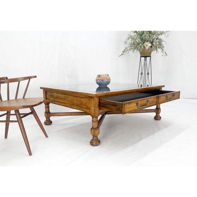 Spanish Large Spanish Colonial Style Showcase Glass Top Coffee Table on X Base For Sale - Image 3 of 12