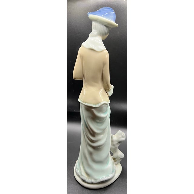1990s Lladro Porcelain Figurine of Woman With Dog at Her Feet For Sale - Image 5 of 8